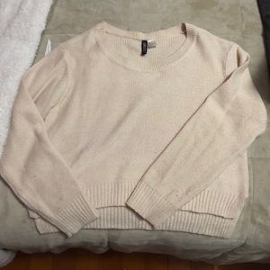 Beige knit-like long sleeve sweater